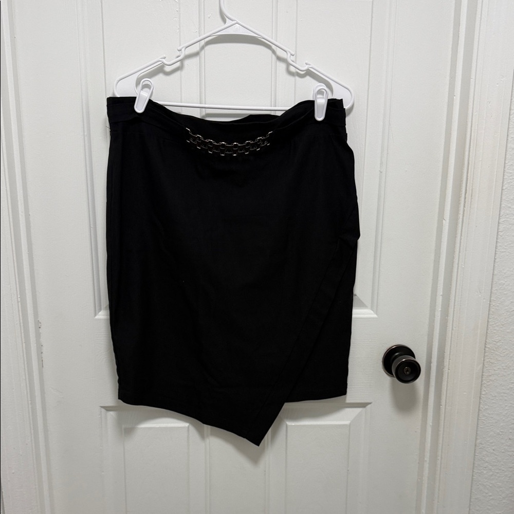 Asymmetrical Black Skirt with Chain Detail
